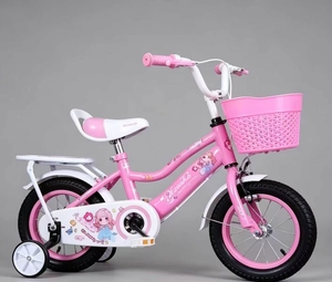 Vélo pour enfants de style dessin animé pour garçons et filles avec panier, siège et roues auxiliaires arrière. Vélo à pédales pour bébé de 12/16/20 <span class=keywords><strong>pouces</strong></span>. - Product Image 1