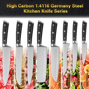 Cuchillo kiritsuke de acero alemán de alto carbono 50% de 8 pulgadas con mango de madera negra, 1,4116 de descuento en puntos de venta - Product Image 3