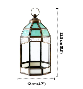 Linterna de latón de vidrieras rústicas, candelabro de Metal de 8,8x4,7 pulgadas para fiesta, balcón, Patio, sala de estar y decoración de boda - Product Image 5