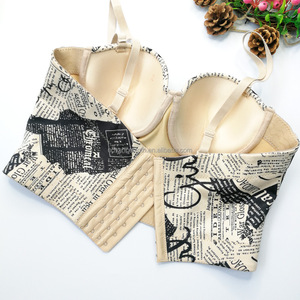 Novance <span class=keywords><strong>Tiktok</strong></span> Trends Suede Tirantes Moda para mujer Periódico inglés Patrón Top Estampado Ropa interior Sujetador push up - Product Image 5