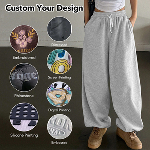Custom Womens Streetwear 2025 Winter Pants for Women Wide Leg Unisex Trackpants Elastic Drawstring Cuffs Sweats Women - Product Image 2