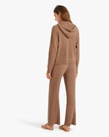 Set Hoodie Sweater Rajut Wol Kasmir Desain Khusus Wanita, Celana Panjang High Waist Wide Leg Kasual Dua Potong untuk Musim Gugur