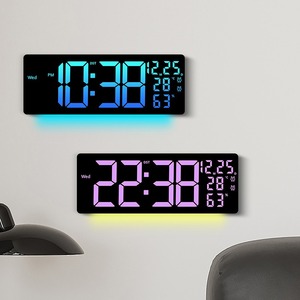 Nuevo Reloj de Pared Electrónico Digital con Pantalla Grande, Temperatura, Luz de Fondo LED RGB de Neón Gigante, Calendario, Día y Luz Nocturna - Product Image 1