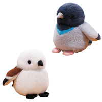 Ornements d'oiseaux en fourrure courte et douce, moineau blanc moelleux et pigeon en peluche à col brodé, jouet décoratif pour table de chambre