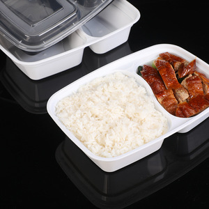 Two Compartment Disposable Plastic Lunch Box 6828 With Lid Microwave Safe For Takeout And Gathering Meals - Product Image 1
