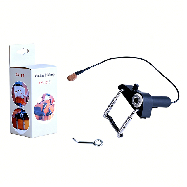 CV-17 Clip-on Violin Pickup Maple Metal Piezo Transducer No Drilling Volume Adjustable Lightweight Durable for Most Violin