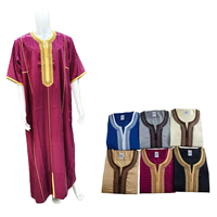 CCY Vente en gros de Thobe marocain pour hommes, tenue islamique brodée pour le Ramadan et l'Aïd, avec tissu brillant TR, longue robe Jubbah Boubou