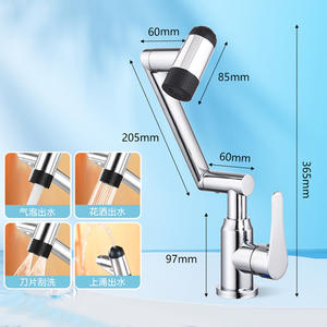 Grifo de Lavabo de Acero Inoxidable con Doble Manija, Monomando, Montaje en Cubierta, Diseño Moderno de Brazo Robótico, Activación por Levantamiento, Agua Fría y Caliente - Product Image 3