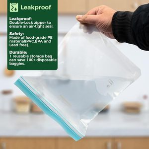 Bolsas Reutilizables para Congelador de Medio Galón, Aptas para Lavavajillas y Microondas, Contenedores Herméticos para Almacenamiento de Alimentos, Modernos Contenedores de PET para Comida - Product Image 4