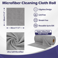Rouleau de chiffons de nettoyage en microfibre jetables avec logo personnalisé, approvisionnement en gros OEM, rouleau d'essuie-tout absorbant détachable pour cuisine