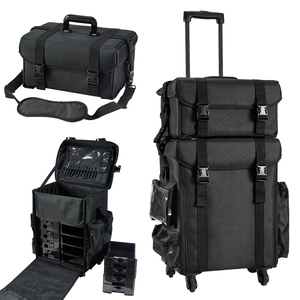 Rolling <b>Makeup</b> <b>Case</b> Large Cosmetology Organizer with Wheels Nylon Cosmetic Train <b>Case</b> Portable Travel <b>Makeup</b> Artist Suitcase - Product Image 1