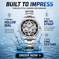Montre-bracelet automatique mécanique de luxe pour homme, de haute qualité, avec cadran à aiguilles, boîtier en acier inoxydable, étanche 100 m, vente en gros
