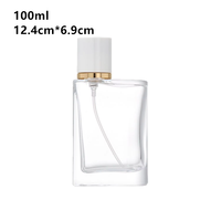 Bouteille de parfum en verre transparent rectangulaire unique de 100ml vide pour diffuseur de parfum pour femme avec pulvérisateur à pompe pour cadeau