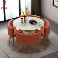 Table à manger ronde moderne pratique de couleur personnalisée et 4 chaises avec une capacité de 4 places, design compact pour le mobilier de maison