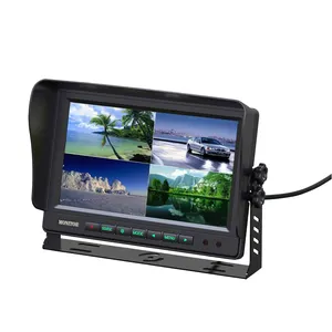 Heavy dash grandangolare 9-36v 1080p cctv set auto dvr 4 fotocamera dash cam 9 pollici quad monitor bus 360 sistema di telecamere per camion