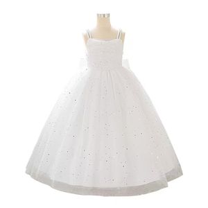 Vestido de Verano para Niñas con Bordado Floral, Cuello Redondo de Satén y Lazo, para Fiestas Formales y Bodas - Product Image 3