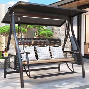 Fauteuil suspendu double en aluminium pour extérieur, jardin, balcon, avec protection solaire, chaise à bascule pour la maison - Product Image 1