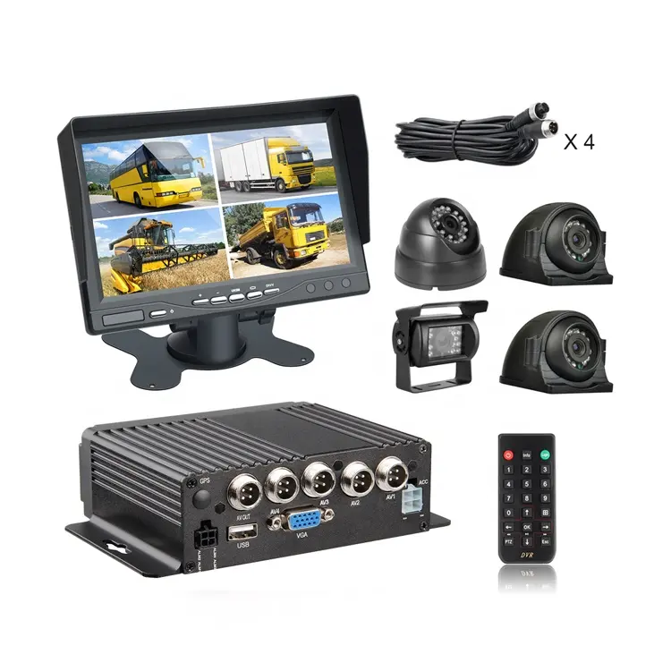 720P/960P/1080PホームCCTVコンセプトセキュリティカメラシステム4CH H.264 SDカードトラックバス用モバイルDVRキット