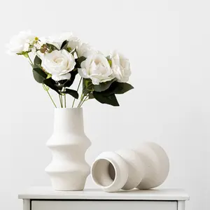 Vases décoratifs d'intérieur en céramique vente en gros, blanc, rose, noir, nordique, rustique, fleur moderne, Vases en céramique pour la décoration de la maison