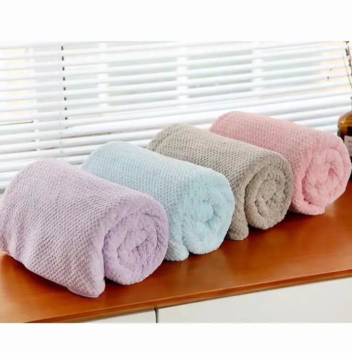 Conjunto de toallas de baño gruesas de microfibra, lote de 2 bolsas de regalo de Color sólido, forro polar, coral, multicolor, suave, venta al por mayor