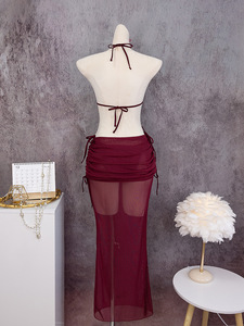 Set Bikini Trendy da Donna con Dettagli Annodati, 3 Pezzi, con Gonna Trasparente, Copricostume da <span class=keywords><strong>Spiaggia</strong></span>, Taglie S-XL - Product Image 5