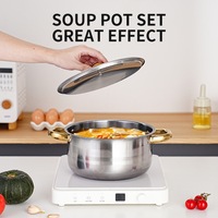 Lot de 10 casseroles et marmites de cuisine antiadhésives avec chauffe-plats en acier inoxydable pour la cuisson