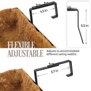 YULIN JIAFU Metal Chrome Plated Heavy Duty Window Box Railing Adjustable <strong>Brackets</strong> <strong>Hanging</strong> Flower Planter <strong>Basket</strong> Coco Liner - Product Image 3