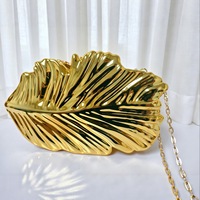 Nouvelle pochette de soirée en acrylique motif feuille d'érable, sac à main de luxe en métal pour femme, élégant pour cocktail, soirée, bal de promo, sac bandoulière