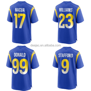 Uniforme Personalizado de Fútbol Americano para Club o Equipo, Jersey Bordado de los Rams, Royal Game 99 Donald 9 Stafford 10 Kupp 23 Kyren Williams - Product Image 1