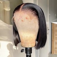 Perruques Courtes Bob Pas Chères en Cheveux Humains, Perruques Pixie Brésiliennes Lisses en Dentelle Frontale pour Femmes Noires, Perruques Frontales HD en Dentelle