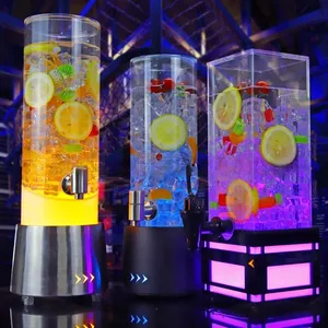 2L/3L 탁상 와인 맥주 배럴 음료 주스 디스펜서 LED 다채로운 조명 차가운 음료 맥주 타워 바 파티 레스토랑