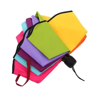 Wholesale Brand OEM Advertising Poly Rainbow Colorful Customized Promotional 3 Folding Rain Umbrella With Logo