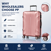 Valise trolley rigide en PP rose, bagage cabine à 4 roues pivotantes, 16, 18, 20 pouces, coque géométrique, vente en gros