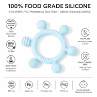 Anneau de dentition en silicone texturé doux, sphères à bords ondulés, développement sensoriel sans BPA