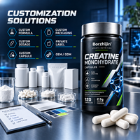 Capsules de créatine monohydrate en marque privée, 120 capsules de 2,5 g, nutrition sportive, soutien à la force musculaire, OEM