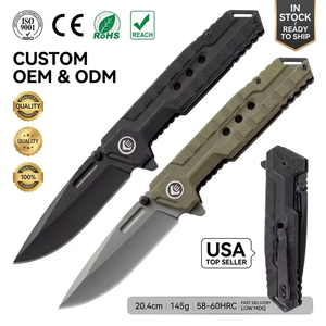 Couteau pliant tactique professionnel de chasse avec lame en acier D2, poignée en G10, roulement à billes, logo personnalisé OEM - Product Image 1