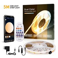 Kits de Bandes LED COB Intelligentes avec Télécommande via Application Tuya, 5m, RGB, RGBIC, Adressables, Contrôle Numérique de la Couleur CCT