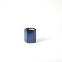 Pot Bunga Keramik Heksagonal Biru dengan Lapisan Kiln Glaze, Pot Tanaman Dekoratif Geometris