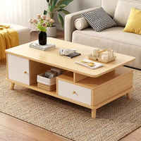 Ensemble de table à café et thé carré de luxe meubles en métal et en bois avec rangement pour bureau à domicile style éthiopien