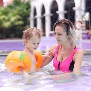 Brassard de natation pour enfants Swimbobo, épaissi, multicouche, avec airbag en PVC, gonflable, pour piscine et parc aquatique, couleur orange - Product Image 1