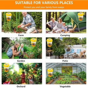 Trampa para abejas solar colgante para exteriores con luz LED, equipo de cría de animales de granja para atrapar avispones, abejas y avispas - Product Image 3