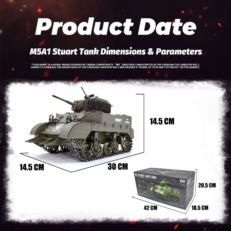 COOLBANK G2080 RCタンク1/16スケール2.4Ghz米国M5A1 Stuartライト