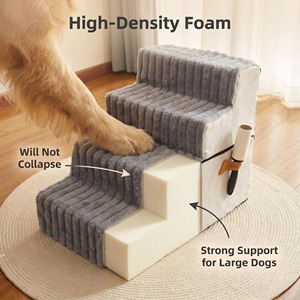 ペット用階段＆犬用ベッドラダー　プラッシュ素材　エコフレンドリー　頑丈でモダンな取り外し可能・洗濯可能なスロープ　小型犬・高齢犬用　ベッド・ソファへの登りやすい - Product Image 3