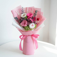 Bouquet de roses artisanales préservées, fleurs et verdure stabilisées, longue durée (3-5 ans), Noël, Thanksgiving, Saint-Valentin