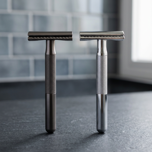 Rasoir de sécurité à double lame Morgans Industries avec manche en acier inoxydable, outil de rasage pour homme non jetable - Product Image 1