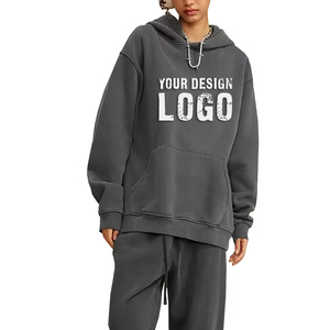 Sudaderas Casuales de Otoño Invierno para Mujer, con Hombros Caídos, Holgadas, con Logotipo Personalizado, Color Sólido, Lavadas, con Forro Polar - Product Image 3