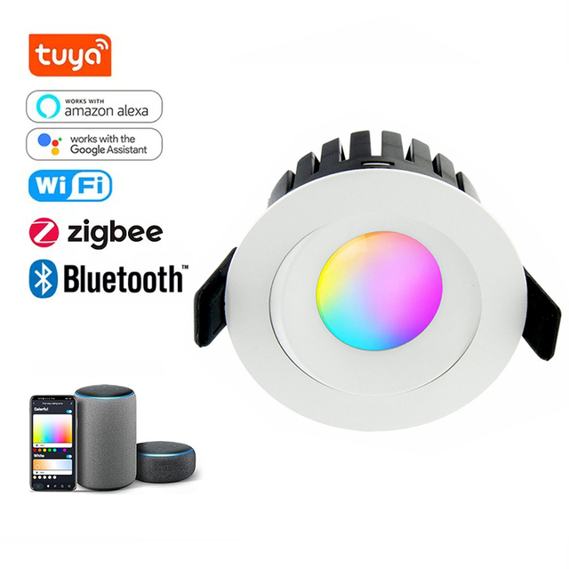 LED Rgbcw Dimmable Wifi Spot Light Zigbee Anti Glare Downlight SAA Adjustable Tuya Wifi Rgbw COB Smart Downlight Led Downlight