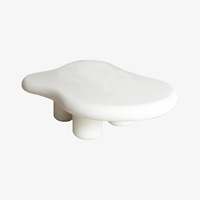 ModHomi Table basse créative nuage irrégulier couleur blanc crème Base en bois et métal pour salon