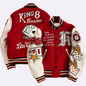 <span class=keywords><strong>Chaquetas</strong></span> Varsity Personalizadas OEM para <span class=keywords><strong>Hombre</strong></span>, <span class=keywords><strong>Chaquetas</strong></span> de Béisbol Cálidas de <span class=keywords><strong>Invierno</strong></span>, Mangas de Cuero, Logotipo Bordado en Chenille, Tela Varsity - Product Image 1
