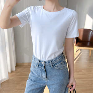 เสื้อยืดคอกลมผู้หญิงผ้าฝ้าย 95% ผสมสแปนเด็กซ์ 5% สำหรับงานพิมพ์ - Product Image 1